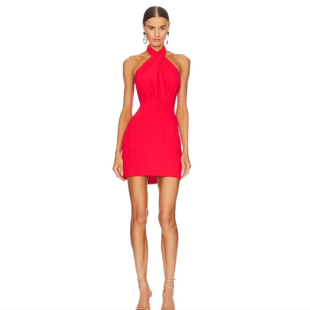Amanda Uprichard Mezcal Halter Dress In Crimson x Revolve